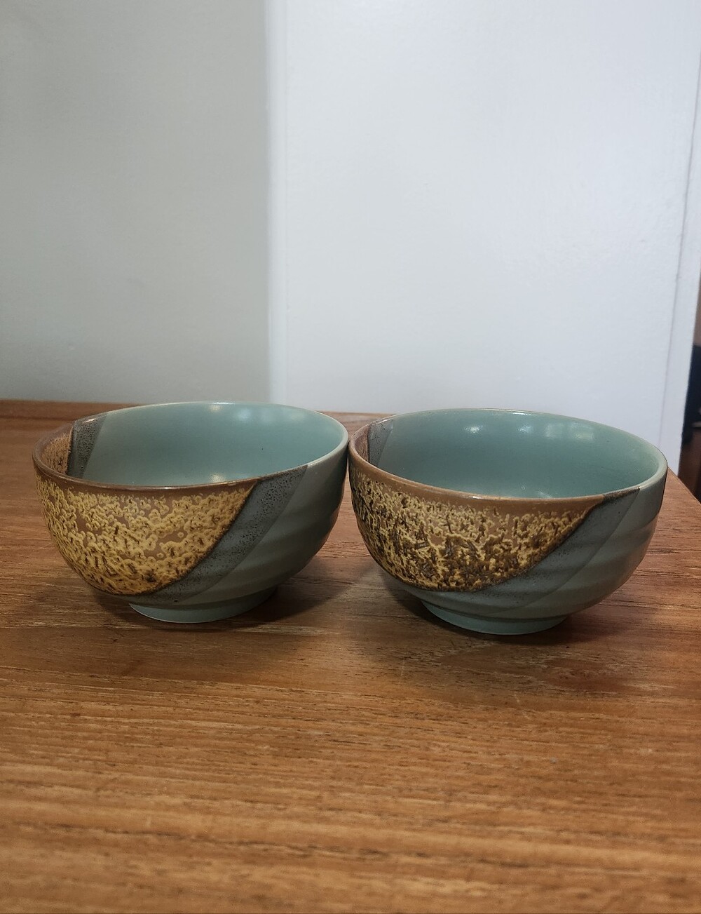 Set Of Two Small Bowls, Robin's Egg Blue And Brown